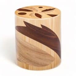 Contemporary stool- cylinder shape in inlaid wood technique- styylish