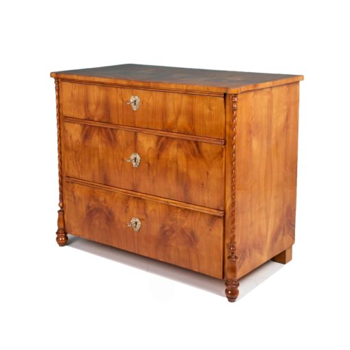 Biedermeier cherry chest of drawers- three-quarter view- Styylish