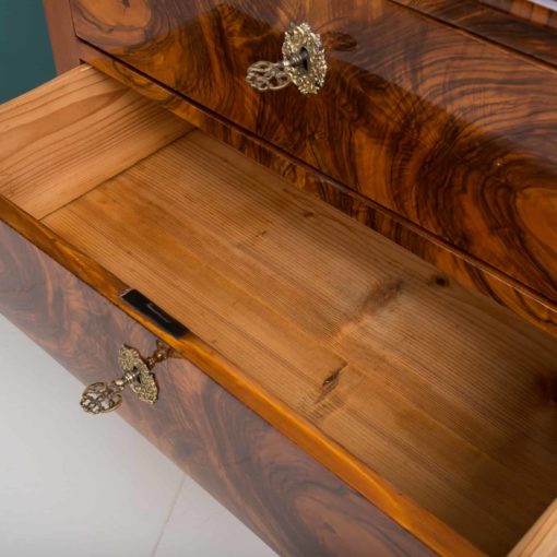 Biedermeier walnut chest of drawers- detail of an open drawer- Styylish