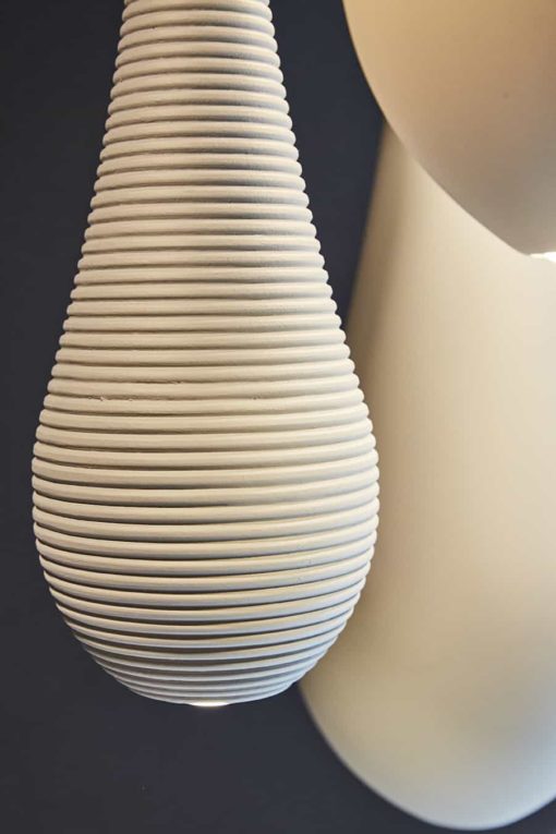 Ceramic Like Pendant Light , "Drop 68", Ribbed Design detail- Styylish