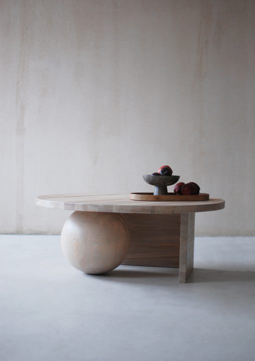 Modern Wooden Coffee Table, Fuku Raw with plants- Styylish
