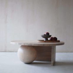 Modern Wooden Coffee Table, Fuku Raw with plants- Styylish