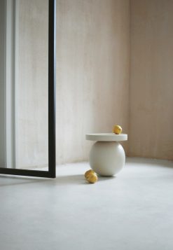 Modern Wooden Side Table, white with lemons- Styylish