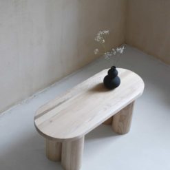 Modern Wooden Bench, Less, natural with vase- Styylish
