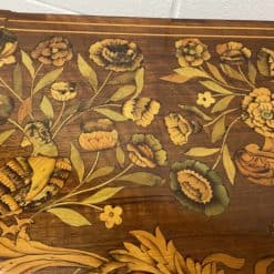 Dutch Marquetry Card Table- view of the top marquetry, detail with bird- Styylish