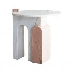 Marble side table- white&pink- Styylish