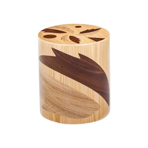 Contemporary stool- cylinder shape in inlaid wood technique- styylish