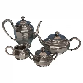 Art Deco Silver Set for Coffee and Tea, Germany 1900-20, Antique