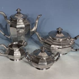 Art Deco Silver Set for Coffee and Tea, Germany 1900-20, Antique