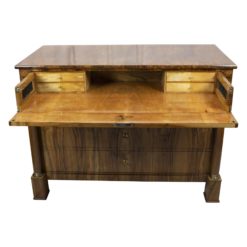 Biedermeier walnut writing chest of drawers- view with open writing compratment- Styylish