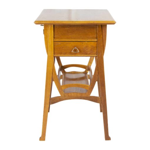 Art Nouveau Oakwood Sewing Table- side view right- Styylish