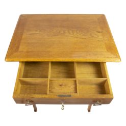 Art Nouveau Oakwood Sewing Table- view of the open drawer- Styylish