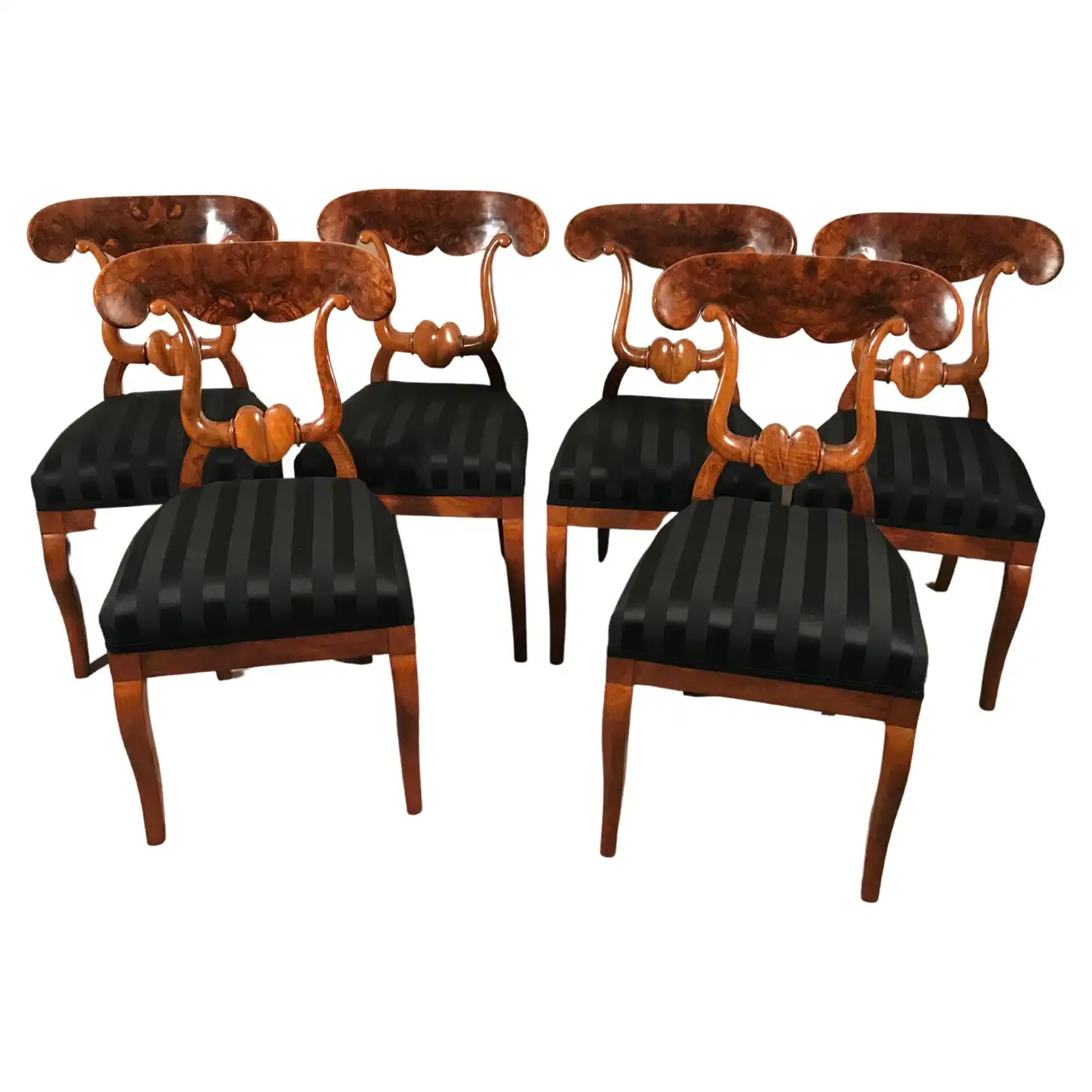 Set of six Biedermeier Chairs- walnut veneer- Styylish