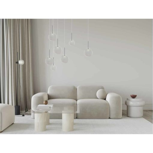 Round Glass Bubble Pendant Light- in a chic living room- Styylish