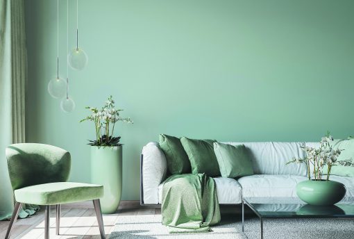 Glass Bubble Pendant Light- in a green living room- Styylish