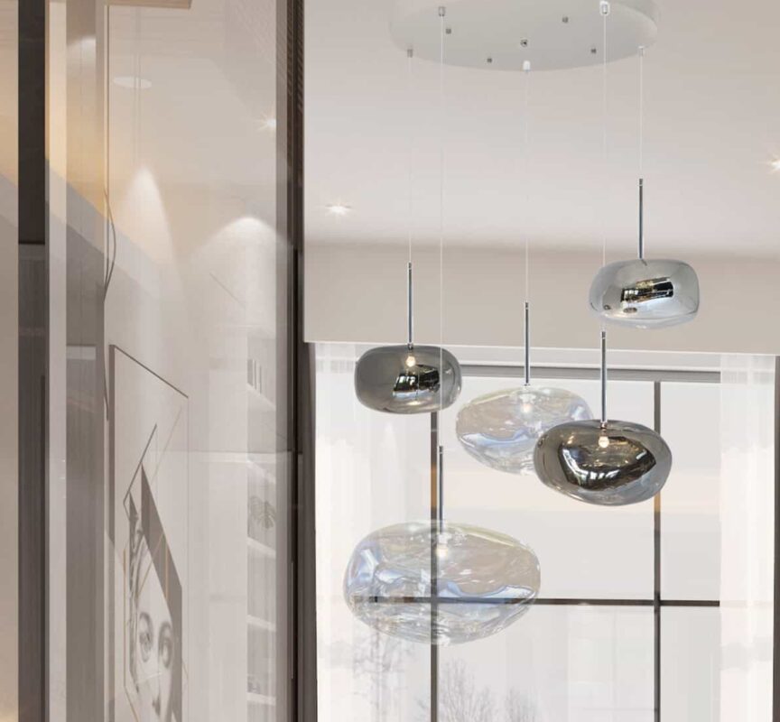 Round Pebble Glass Suspension Lamp- detail on the bedroom- Styylish