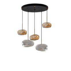 Round Pebble Glass Suspension Lamp- gold and silver- Styylish