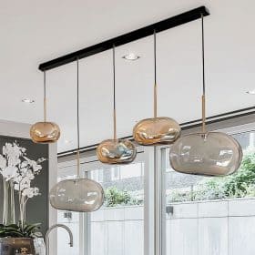 Linear Pebble Glass Suspension Lamp, G5, Handblown