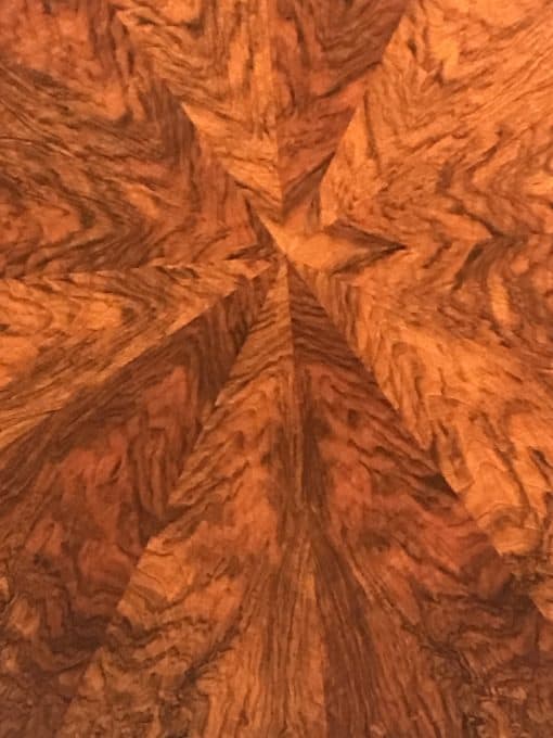 Antique Biedermeier Walnut Table- detail view of walnut veneer- Styylish