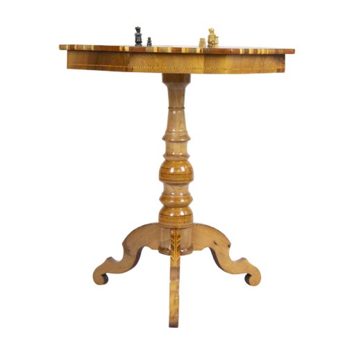19th Century Biedermeier Marquetry Chess Table- front view- Styylish
