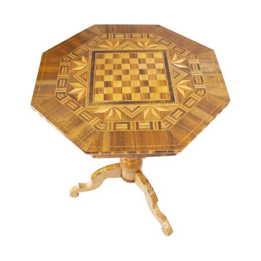 19th Century Biedermeier Marquetry Chess Table- view from above with top- Styylish