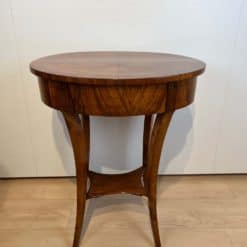 Oval Biedermeier Side Table with Drawer - Wood Grain Detail - Styylish