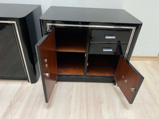 Two Art Deco Nightstands - Open Compartments Interior Detail - Styylish