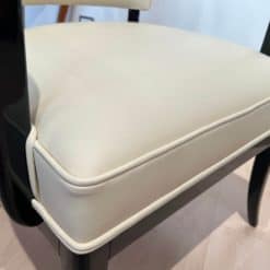 Large Art Deco Armchairs - White Leather Cushion - Styylish