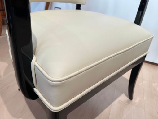 Large Art Deco Armchairs - White Leather Cushion - Styylish