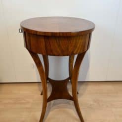 Oval Biedermeier Side Table with Drawer - Full Side View - Styylish