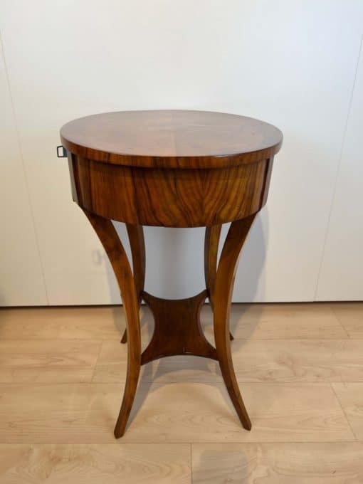 Oval Biedermeier Side Table with Drawer - Full Side View - Styylish