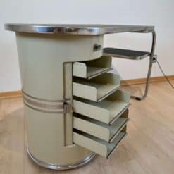 Bauhaus Desk And Stool - Drawers Open Side View - Styylish