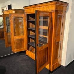 Biedermeier Bookcase with Walnut Veneer - Full Profile with Open Doors - Styylish