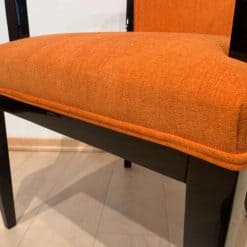 Restored Art Deco Armchairs - Orange Upholstery Bottom Edge - Styylish