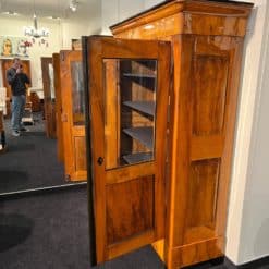 Biedermeier Bookcase with Walnut Veneer - Full Side Profile with Open Doors - Styylish