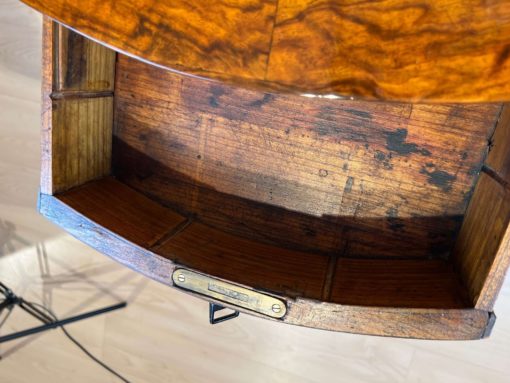 Oval Biedermeier Side Table with Drawer - Inside Drawer - Styylish