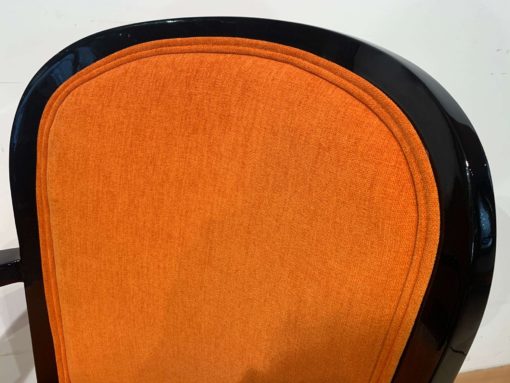 Restored Art Deco Armchairs - Orange Upholstery Backrest - Styylish