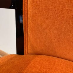 Restored Art Deco Armchairs - Orange Upholstery Backrest and Seat - Styylish