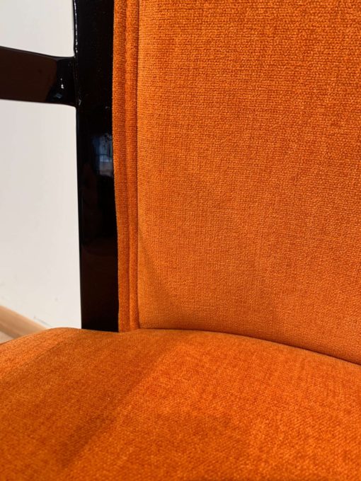 Restored Art Deco Armchairs - Orange Upholstery Backrest and Seat - Styylish