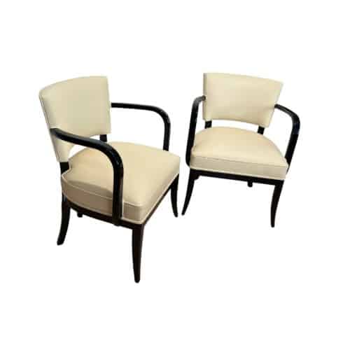 Large Art Deco Armchairs - Front and Side View - Styylish
