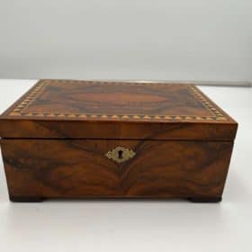 Antique Biedermeier Box, Walnut Veneer, Southern Germany circa 1900