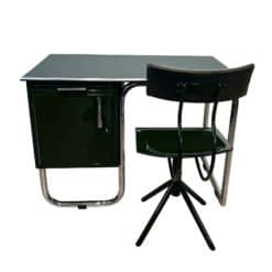 Bauhaus Metal Desk - Full View with Chair - Styylish