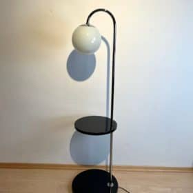 Bauhaus Floor Lamp, Nickel-Plated and Black Lacquer, Germany circa 1930