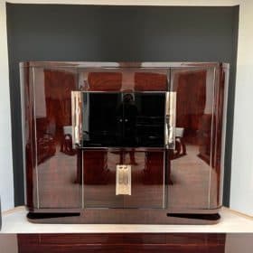 Art Deco Office Cabinet, Rosewood Veneer and Black Lacquer, France circa 1930