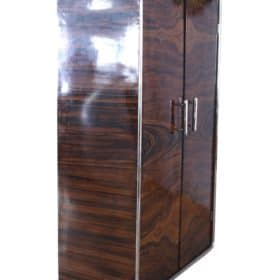 Two-Doored Art Deco Armoire, Palisander Optic, Steel Tube and Chrome, Czech, circa 1930