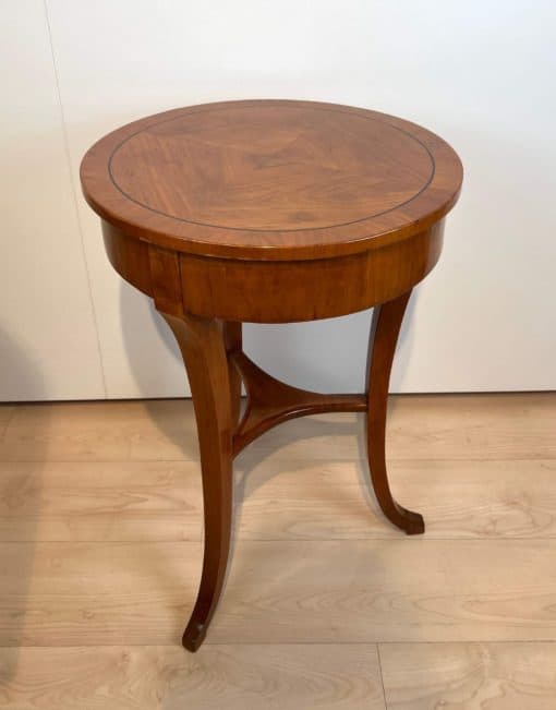 Round Biedermeier Side Table - View without Drawer - Styylish
