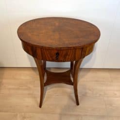 Oval Biedermeier Side Table with Drawer - Top View - Styylish