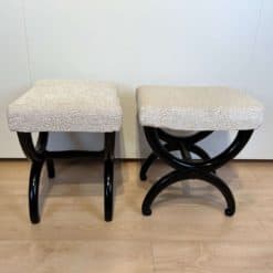 Pair of Antique Stools - Front and Angled Profile - Styylish