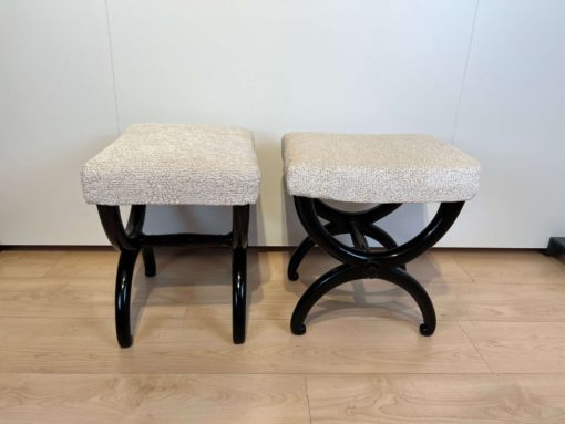 Pair of Antique Stools - Front and Angled Profile - Styylish