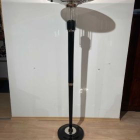 Art Deco Style Floor Lamp, Black Lacquer, Nickel-Plate and Glass, France circa 1930